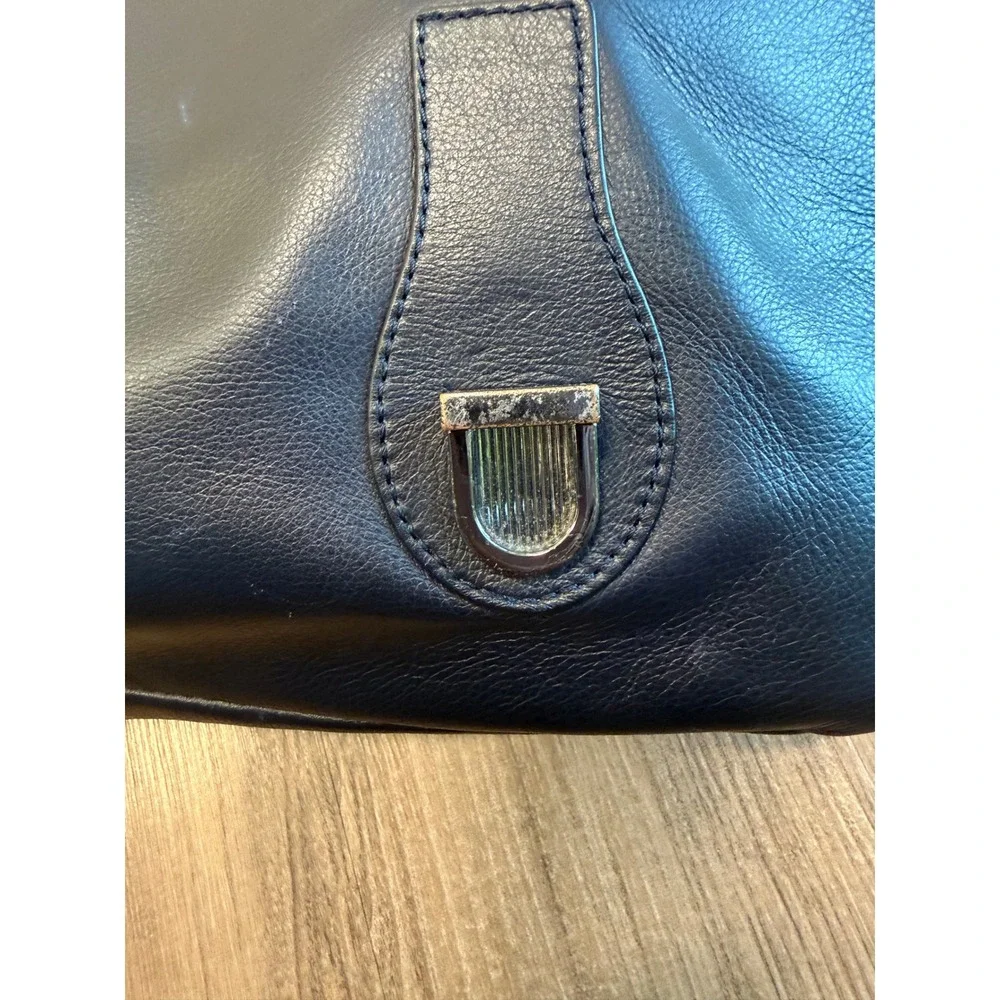 Ted Baker London Mens Blue Leather Messenger Bag Satchel Crossbody Briefcase